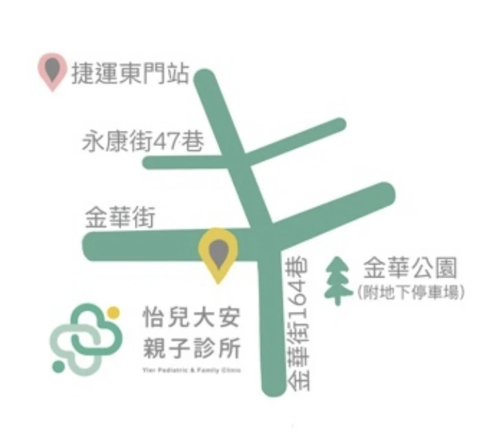 診所位置示意圖:金華街與金華街164巷口,鄰近捷運東門站與金華公園